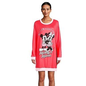 Red Mickey and Minnie Mouse Better Together Red Long Sleeve Pajama Top Size XS